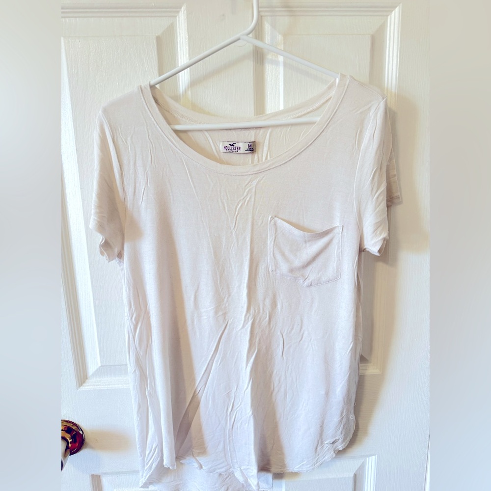 Hollister white tshirt with a pocket